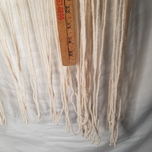 Rebellion again Crochet Fringed Lace Cardigan Duster Large Ivory Boho Festival - Picture 6 of 8